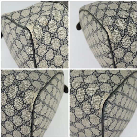 GUCCI GG Supreme Sherry Line Boston Bag PVC Navy Gold 24 012 3842 Auth 133308 - Picture 14 of 16